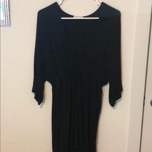 Black low v dress
